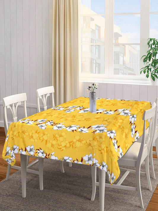 Arrabi Yellow Floral Cotton Blend 8 SEATER Table Cover (225 X 150 cm)