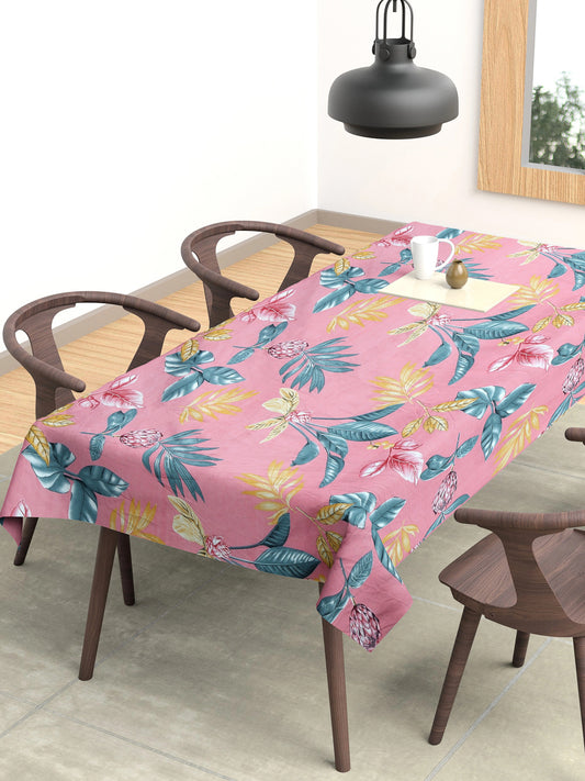 Arrabi Pink Floral Cotton Blend 8 SEATER Table Cover (215 x 150 cm)