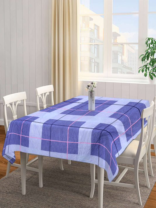 Arrabi Blue Geometric Cotton Blend 8 SEATER Table Cover (215 X 150 cm)