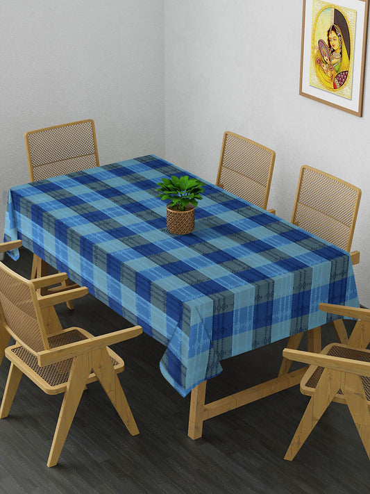 Arrabi Blue Geometric 100% Handwoven Cotton 8 SEATER Table Cover (225 x 150 cm)