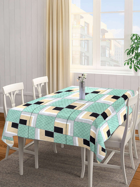 Arrabi Green Geometric Cotton Blend 8 SEATER Table Cover (215 X 150 cm)