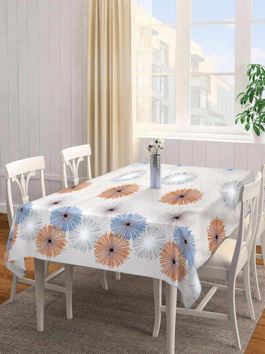 Arrabi Beige Graphic Cotton Blend 6 SEATER Table Cover (180 X 130 cm)