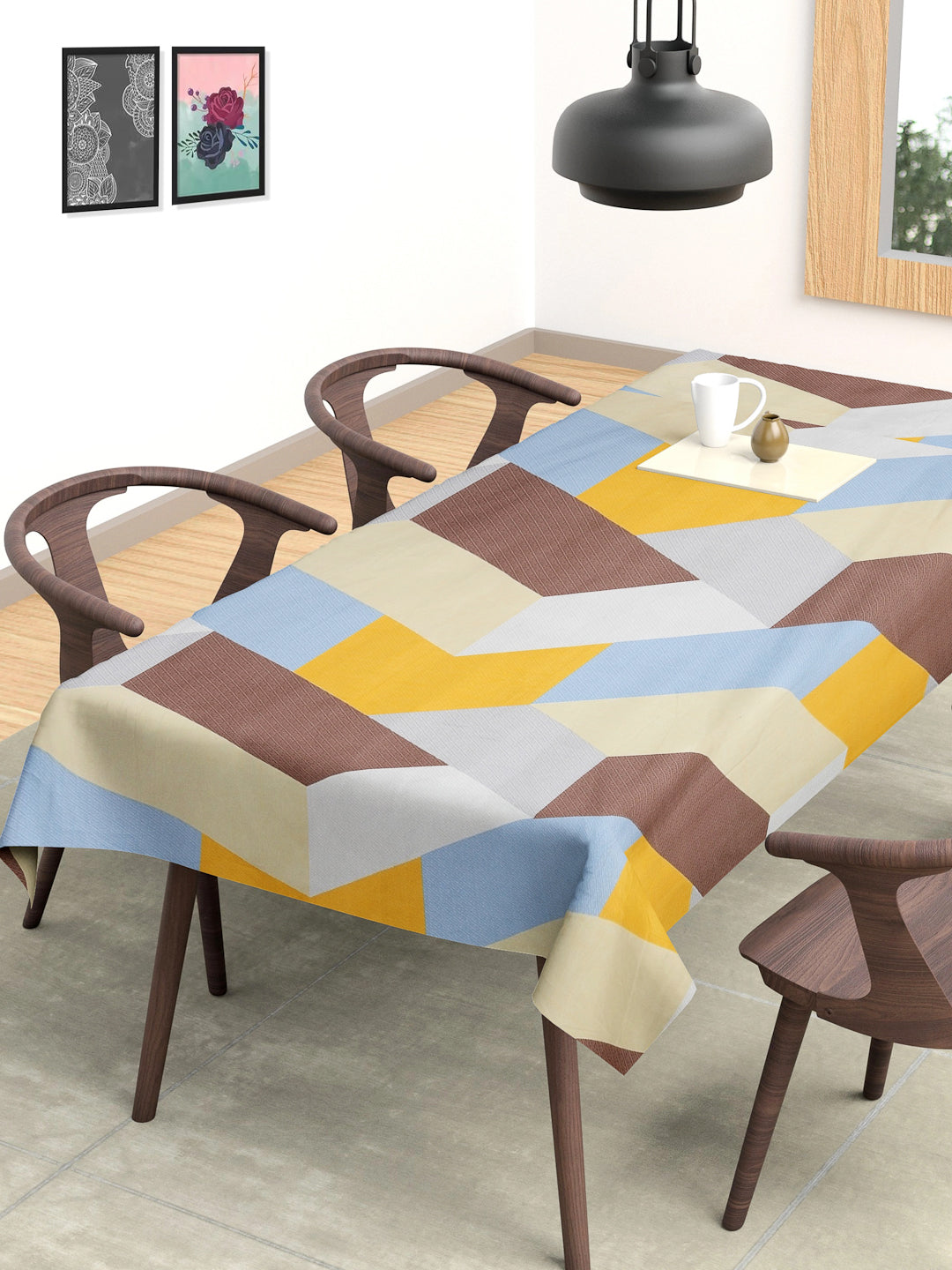 Arrabi Multi Geometric Cotton Blend 8 SEATER Table Cover (215 x 150 cm)