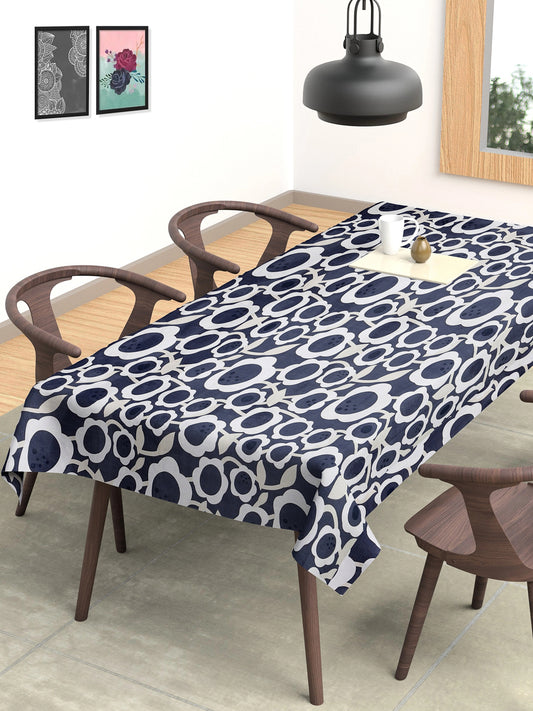 Arrabi Grey Floral Cotton Blend 8 SEATER Table Cover (215 x 150 cm)
