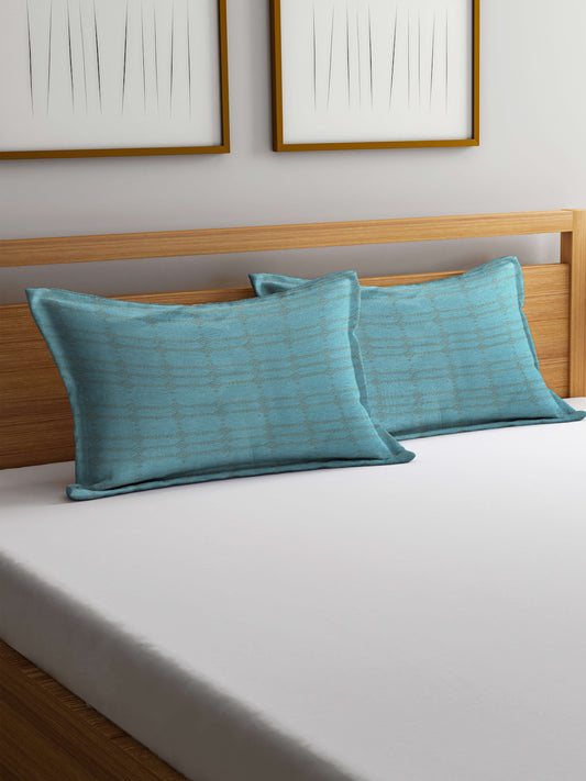 Arrabi Blue Striped Handwoven Cotton Set of 2 Pillow Covers (70 x 45 cm)