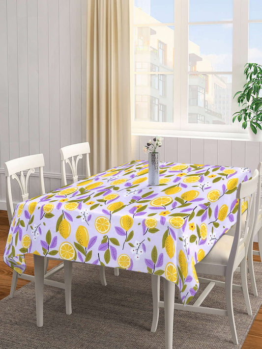 Arrabi Purple Floral Cotton Blend 8 SEATER Table Cover (215 X 150 cm)