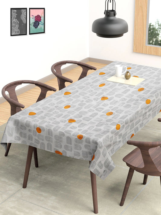 Arrabi Beige Geometric Cotton Blend 6 SEATER Table Cover (180 x 130 cm)