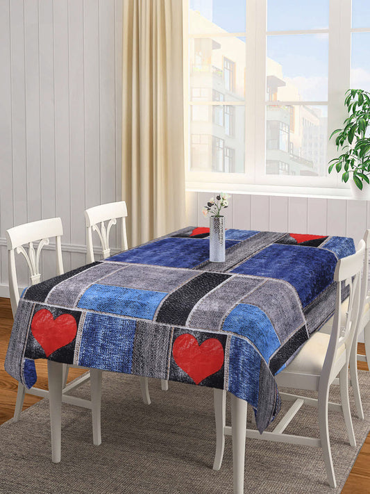 Arrabi Blue Graphic Cotton Blend 8 SEATER Table Cover (225 X 150 cm)