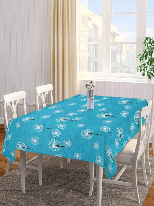 Arrabi Teal Graphic Cotton Blend 6 SEATER Table Cover (180 X 130 cm)