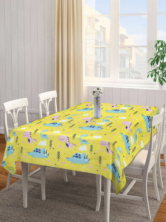 Arrabi Yellow Cartoon Cotton Blend 8 SEATER Table Cover (215 X 150 cm)