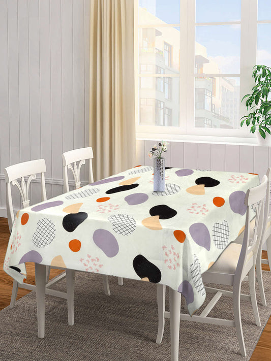 Arrabi Cream Goemetric Cotton Blend 8 SEATER Table Cover (215 x 150 cm)
