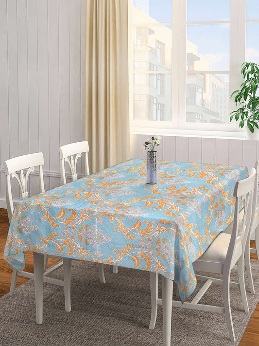 Arrabi Blue Indian Cotton Blend 6 SEATER Table Cover (180 X 130 cm)