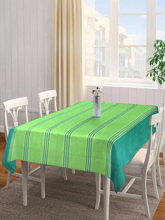 Arrabi Green Striped 100% Handwoven Cotton 8 SEATER Table Cover (220 x 150 cm)