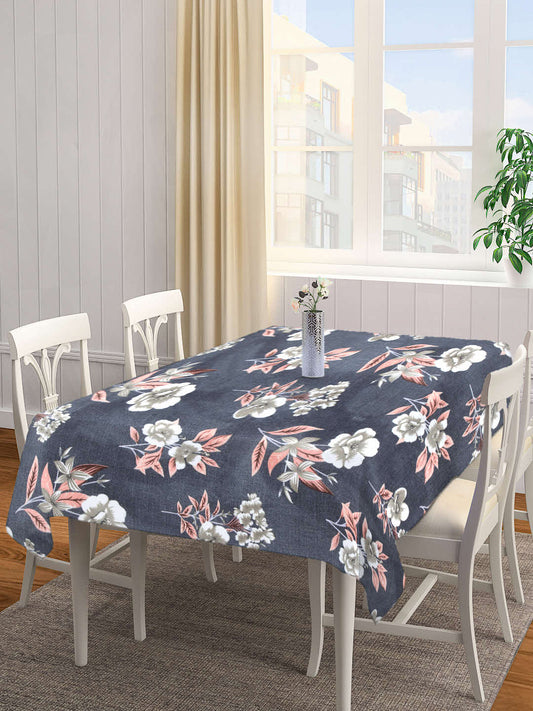 Arrabi Grey Floral Cotton Blend 8 SEATER Table Cover (215 X 150 cm)