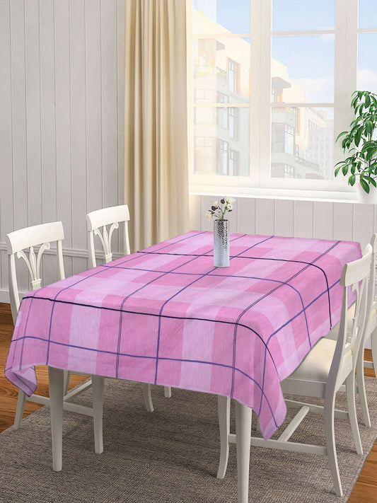 Arrabi Pink Geometric Cotton Blend 8 SEATER Table Cover (215 X 150 cm)