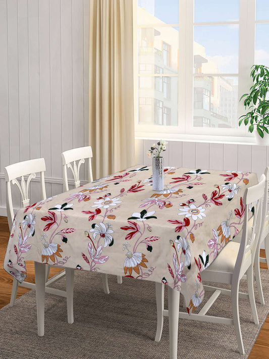 Arrabi Brown Floral Cotton Blend 8 SEATER Table Cover (215 X 150 cm)