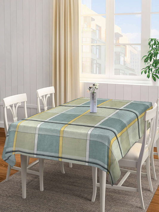 Arrabi Green Striped Cotton Blend 8 SEATER Table Cover (215 x 150 cm)