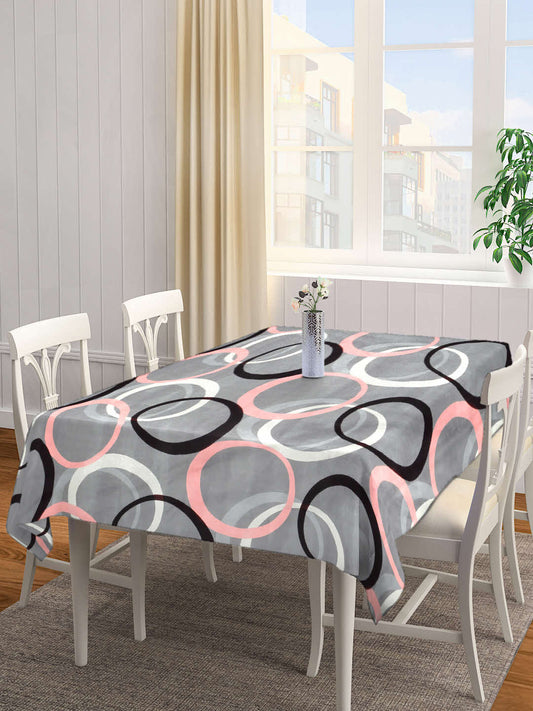 Arrabi Grey Goemetric Cotton Blend 8 SEATER Table Cover (215 x 150 cm)