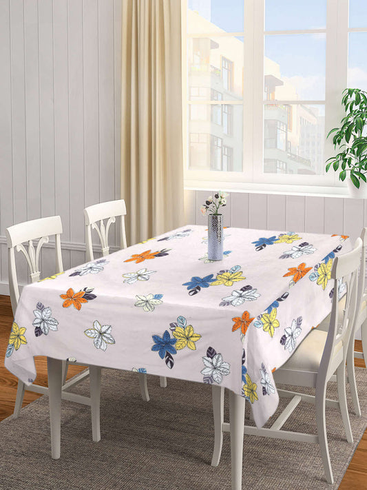 Arrabi Beige Floral Cotton Blend 8 SEATER Table Cover (215 X 150 cm)