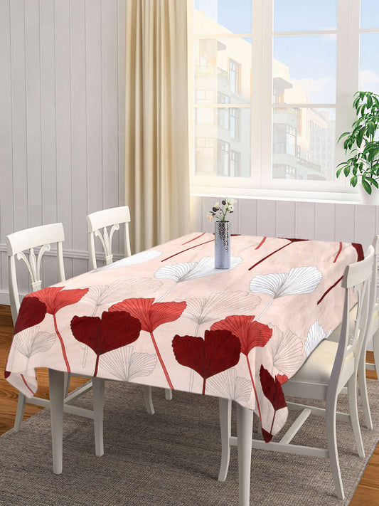 Arrabi Brown Leaf Cotton Blend 8 SEATER Table Cover (215 X 150 cm)