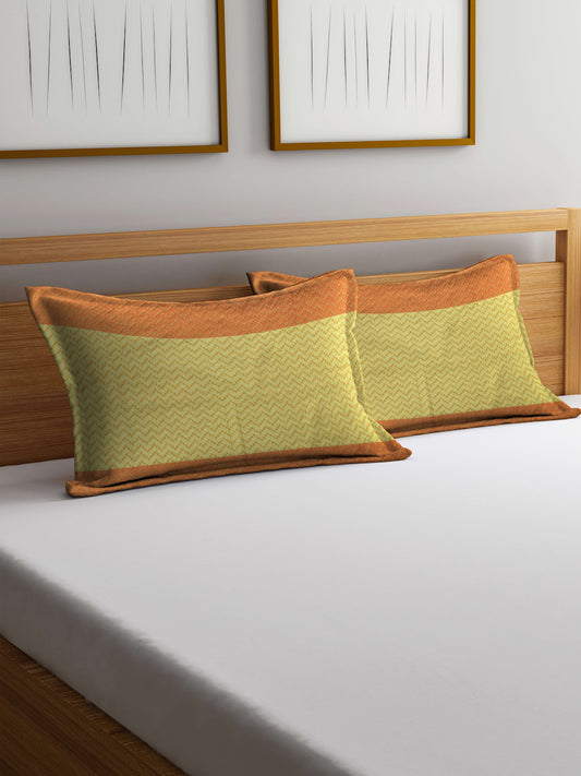 Arrabi Orange Geometric Handwoven Cotton Set of 2 Pillow Covers (70 x 45 cm)