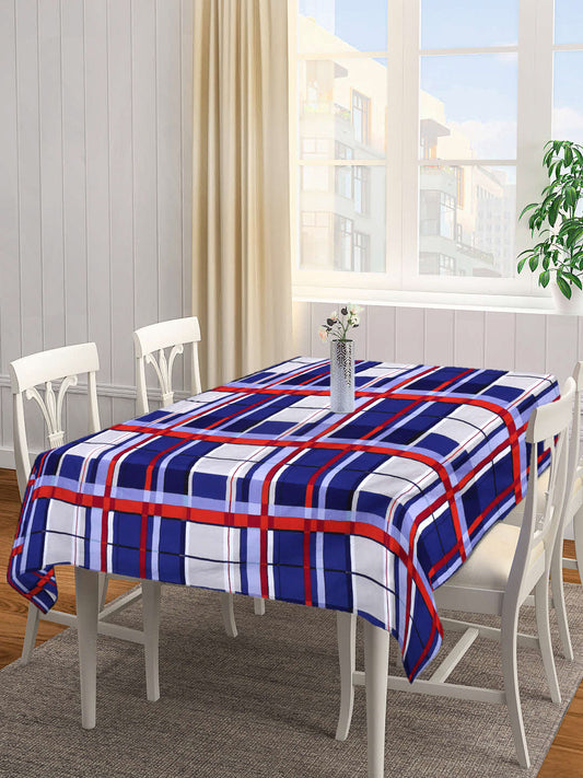 Arrabi Blue Geometric Cotton Blend 8 SEATER Table Cover (215 X 150 cm)