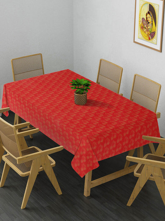 Arrabi Red Floral 100% Handwoven Cotton 8 SEATER Table Cover (225 x 150 cm)