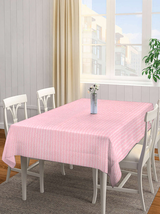 Arrabi Pink Stripes Cotton Blend 8 SEATER Table Cover (215 X 150 cm)