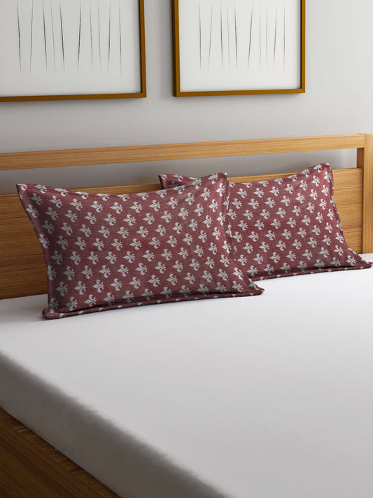 Arrabi Red Floral Handwoven Cotton Set of 2 Pillow Covers (70 x 45 cm)