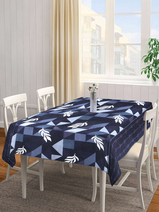 Arrabi Blue Graphic Cotton Blend 6 SEATER Table Cover (180 X 130 cm)