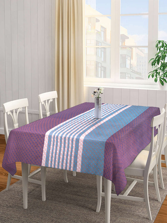 Arrabi Blue Striped 100% Handwoven Cotton 8 SEATER Table Cover (220 x 150 cm)