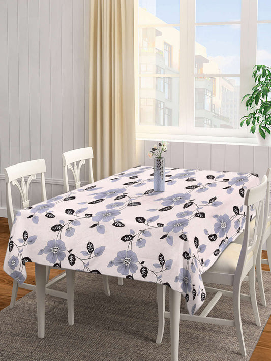Arrabi Beige Floral Cotton Blend 6 SEATER Table Cover (180 X 130 cm)