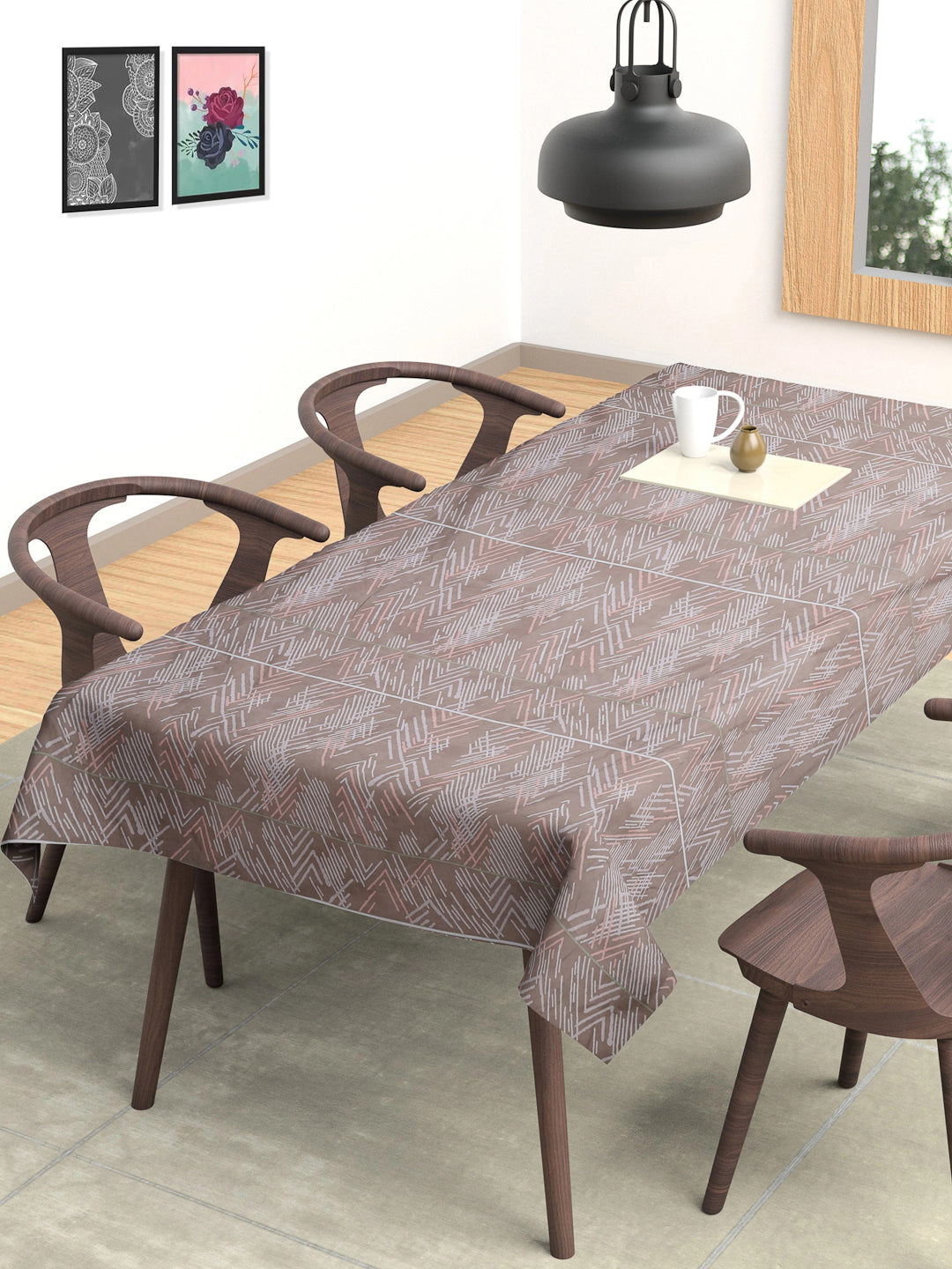 Arrabi Multi Striped Cotton Blend 6 SEATER Table Cover (180 x 130 cm)