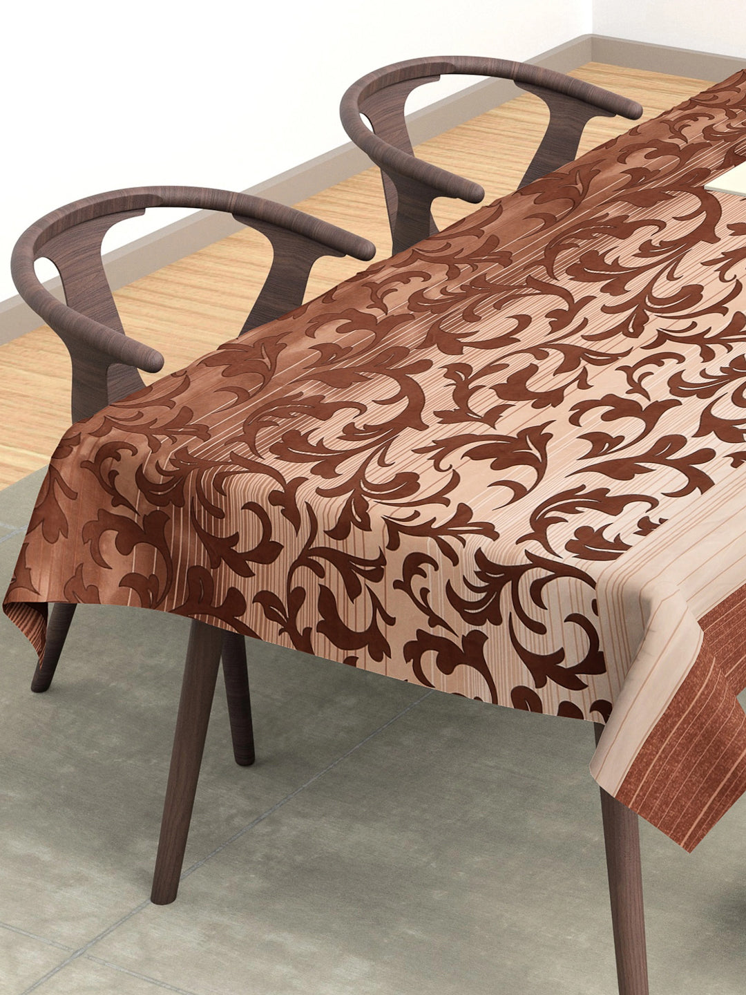 Arrabi Brown Leaf Cotton Blend 8 SEATER Table Cover (215 x 150 cm)