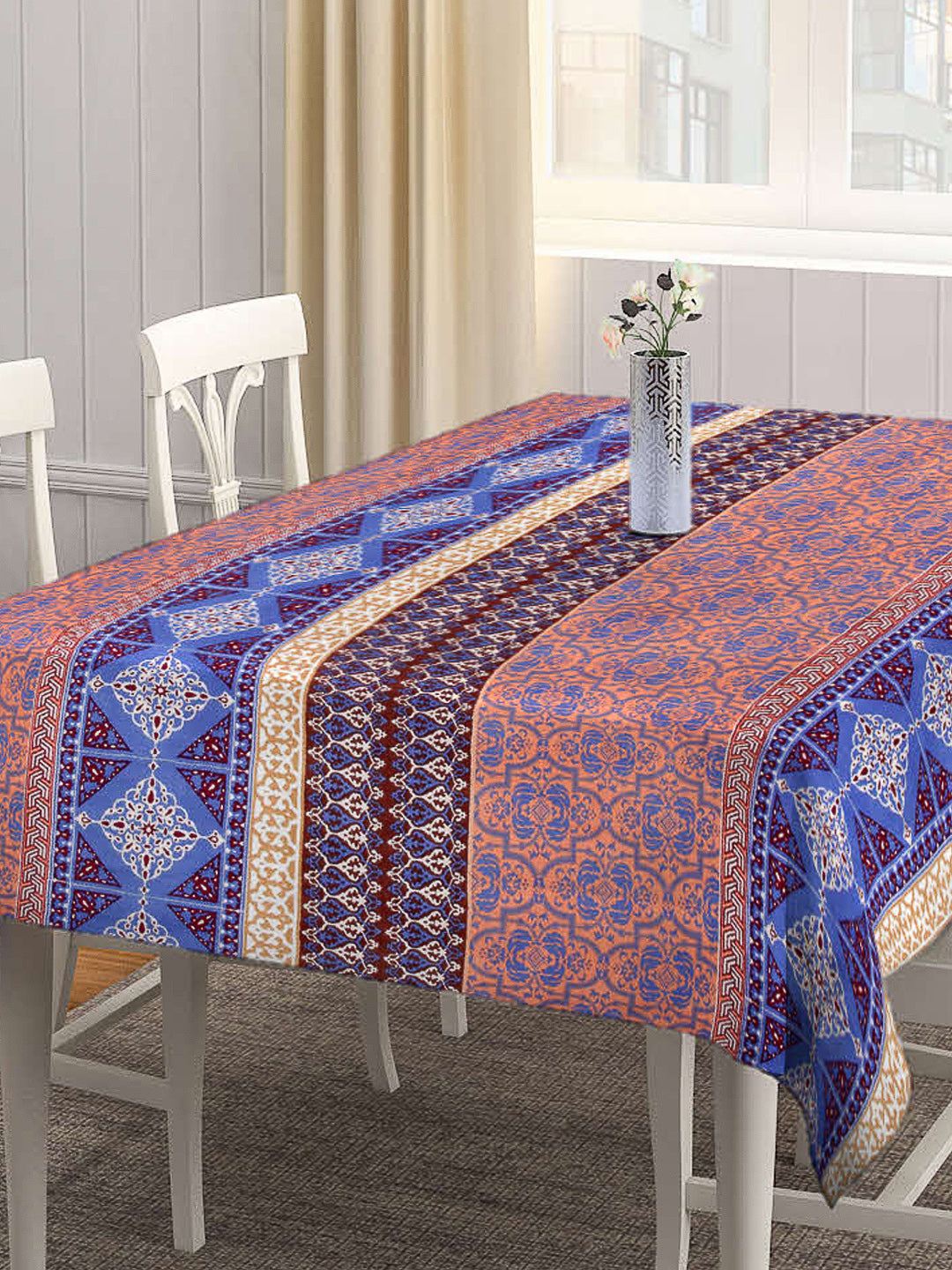 Arrabi Multi Indian Cotton Blend 8 SEATER Table Cover (215 X 150 cm)