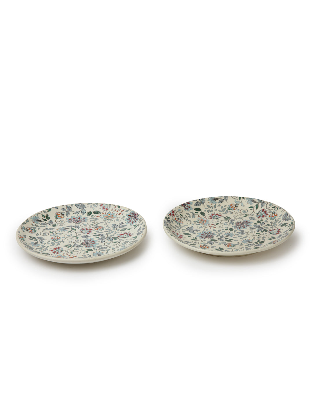Handcrafted & Hand Printed Stoneware Matte Plates (Set of 2)