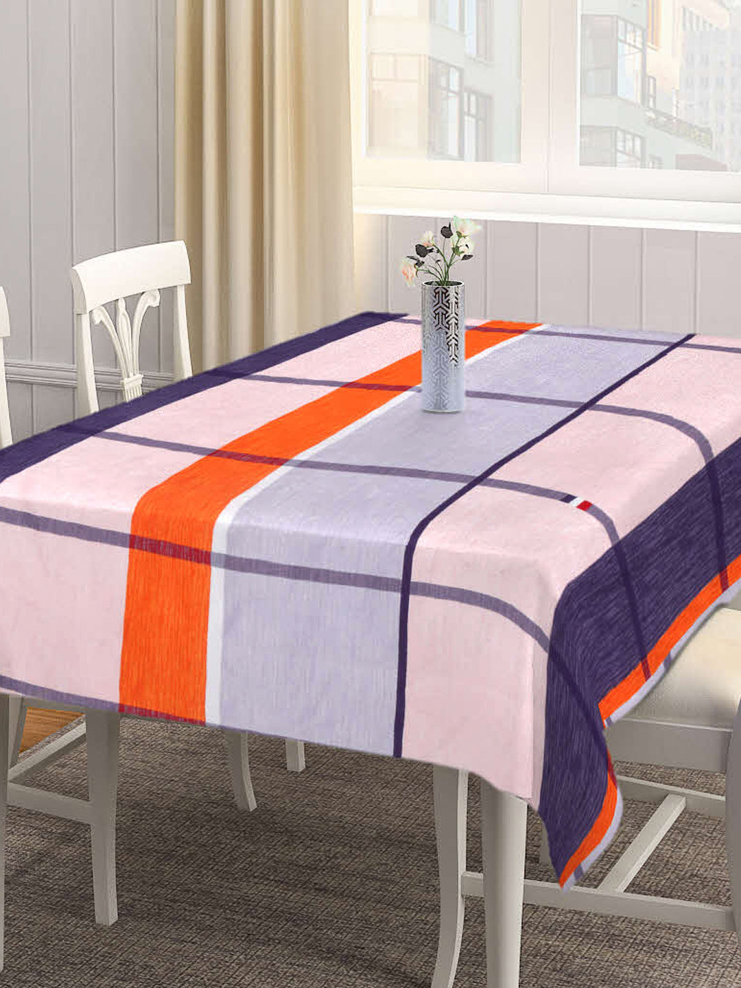 Arrabi Multi Checks Cotton Blend 8 SEATER Table Cover (225 X 150 cm)