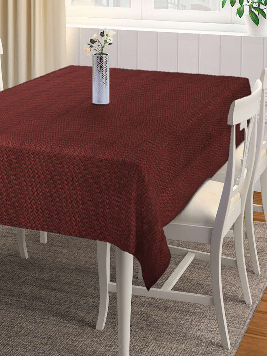 Arrabi Brown Solid 100% Handwoven Cotton 8 SEATER Table Cover (220 x 150 cm)
