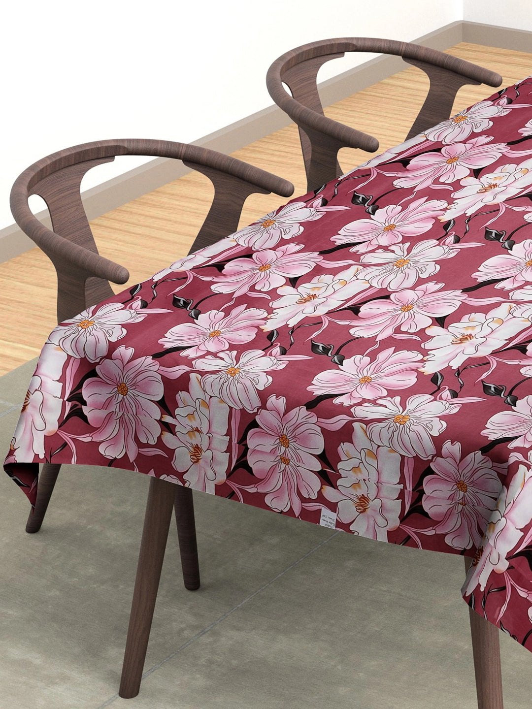 Arrabi Pink Floral Cotton Blend 6 SEATER Table Cover (180 x 130 cm)