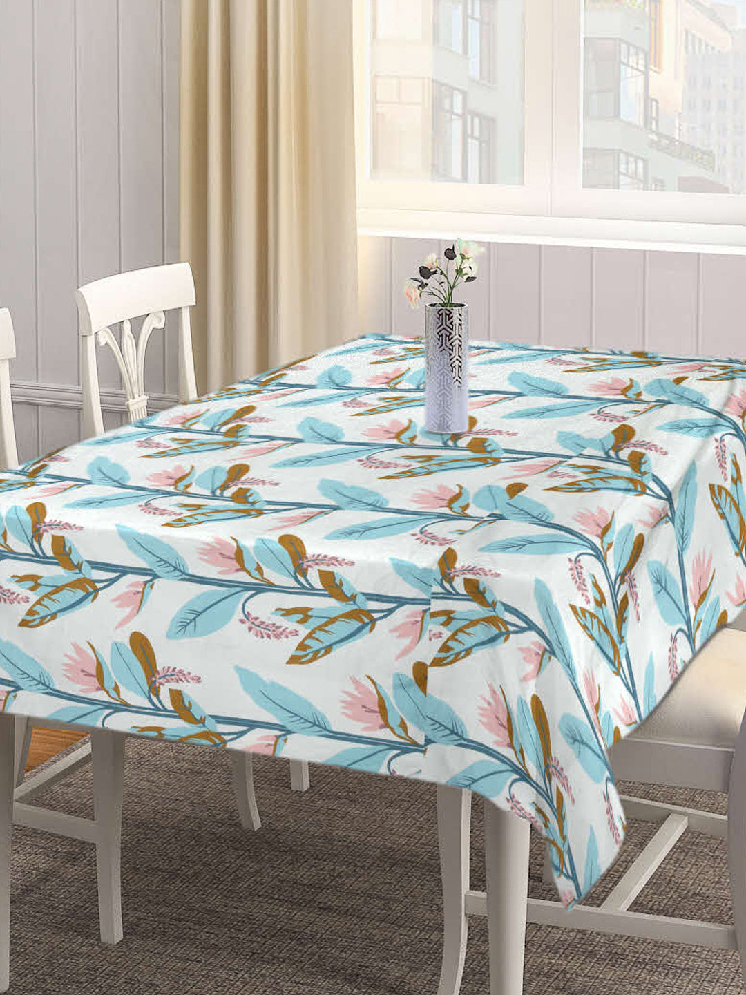 Arrabi Multi Leaf Cotton Blend 8 SEATER Table Cover (225 X 150 cm)