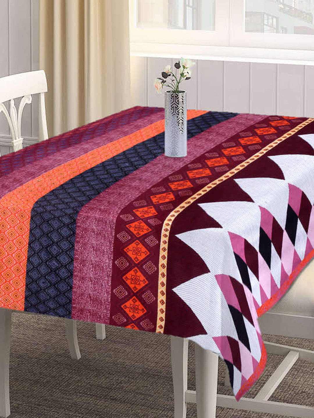 Arrabi Multi Geometric Cotton Blend 8 SEATER Table Cover (225 X 150 cm)