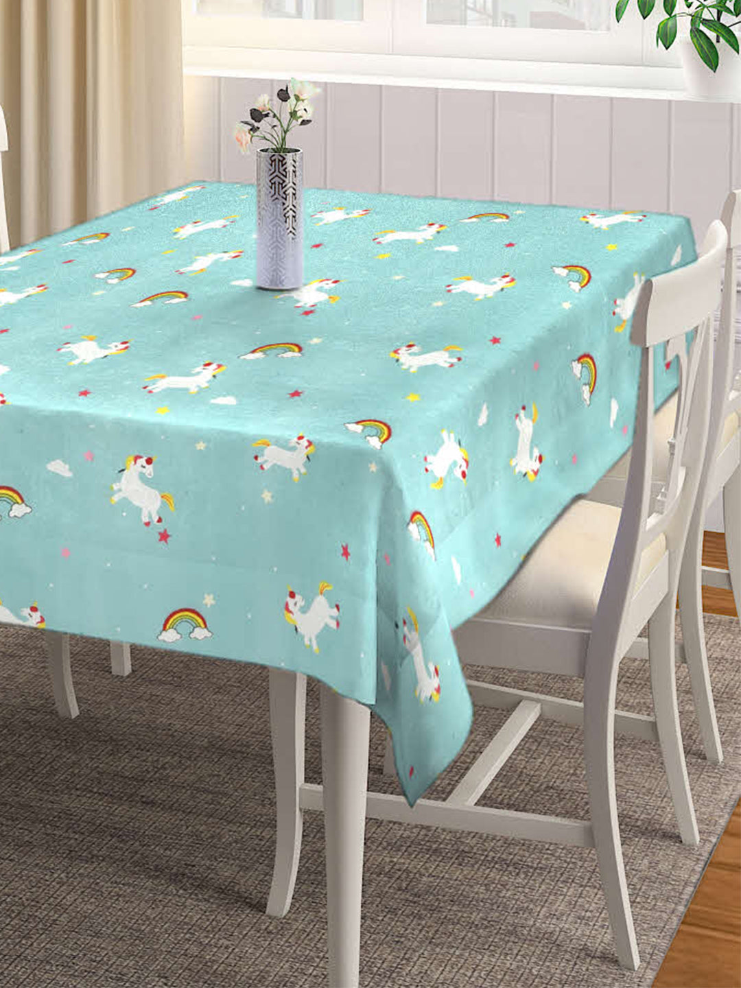 Arrabi Multi Cartoon Cotton Blend 8 SEATER Table Cover (215 x 150 cm)