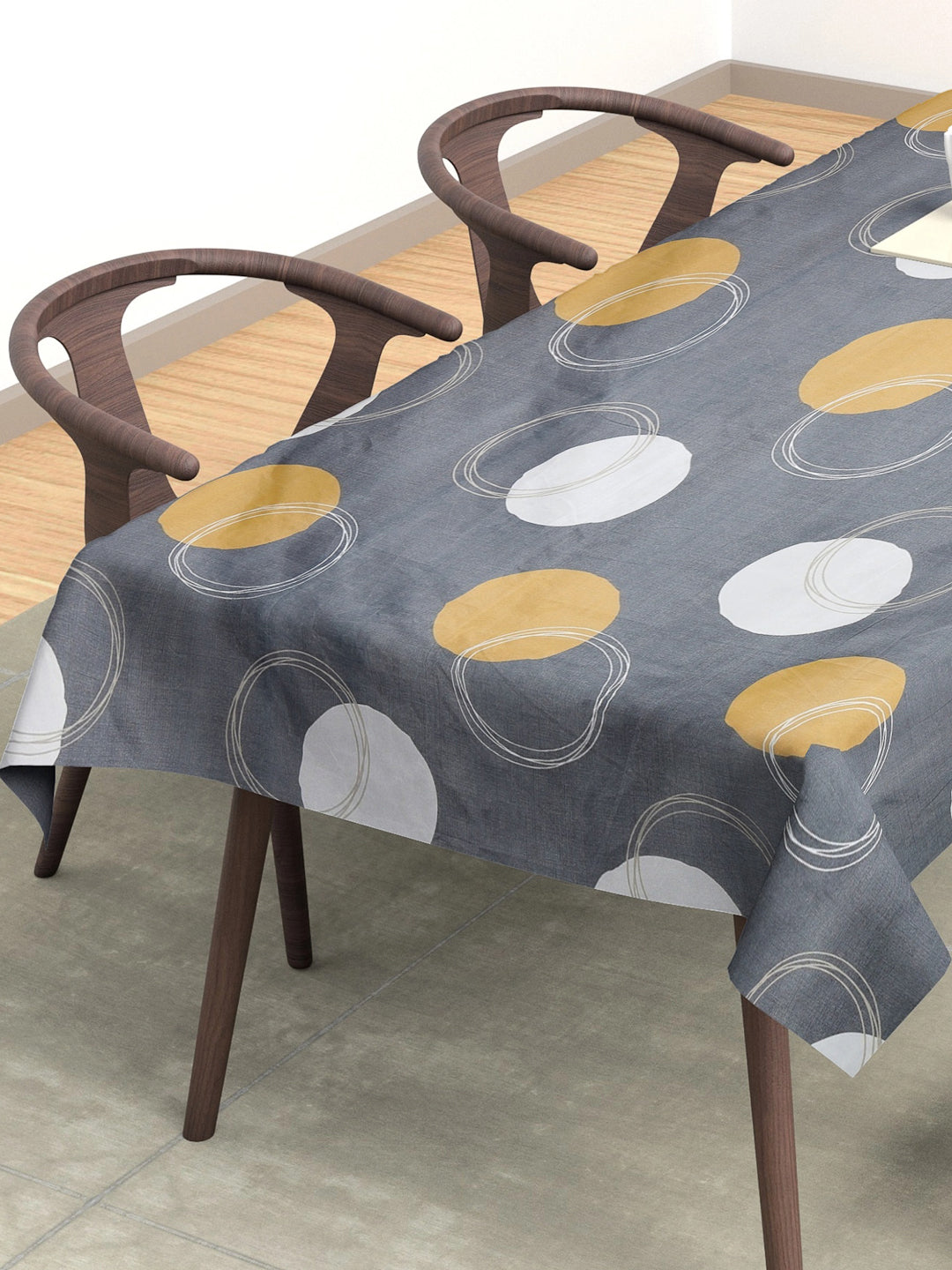 Arrabi Grey Geometric Cotton Blend 8 SEATER Table Cover (215 x 150 cm)