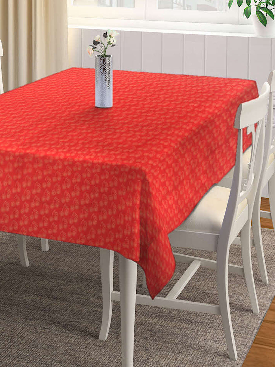 Arrabi Red Leaf 100% Handwoven Cotton 8 SEATER Table Cover (220 x 150 cm)