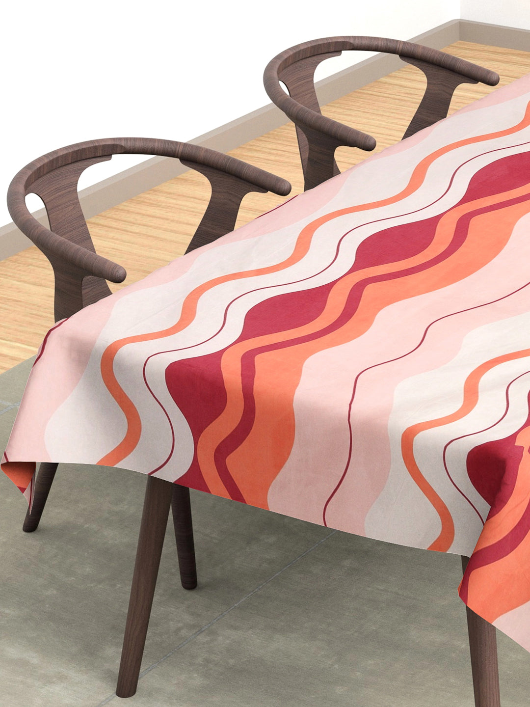 Arrabi Pink Striped Cotton Blend 8 SEATER Table Cover (215 x 150 cm)