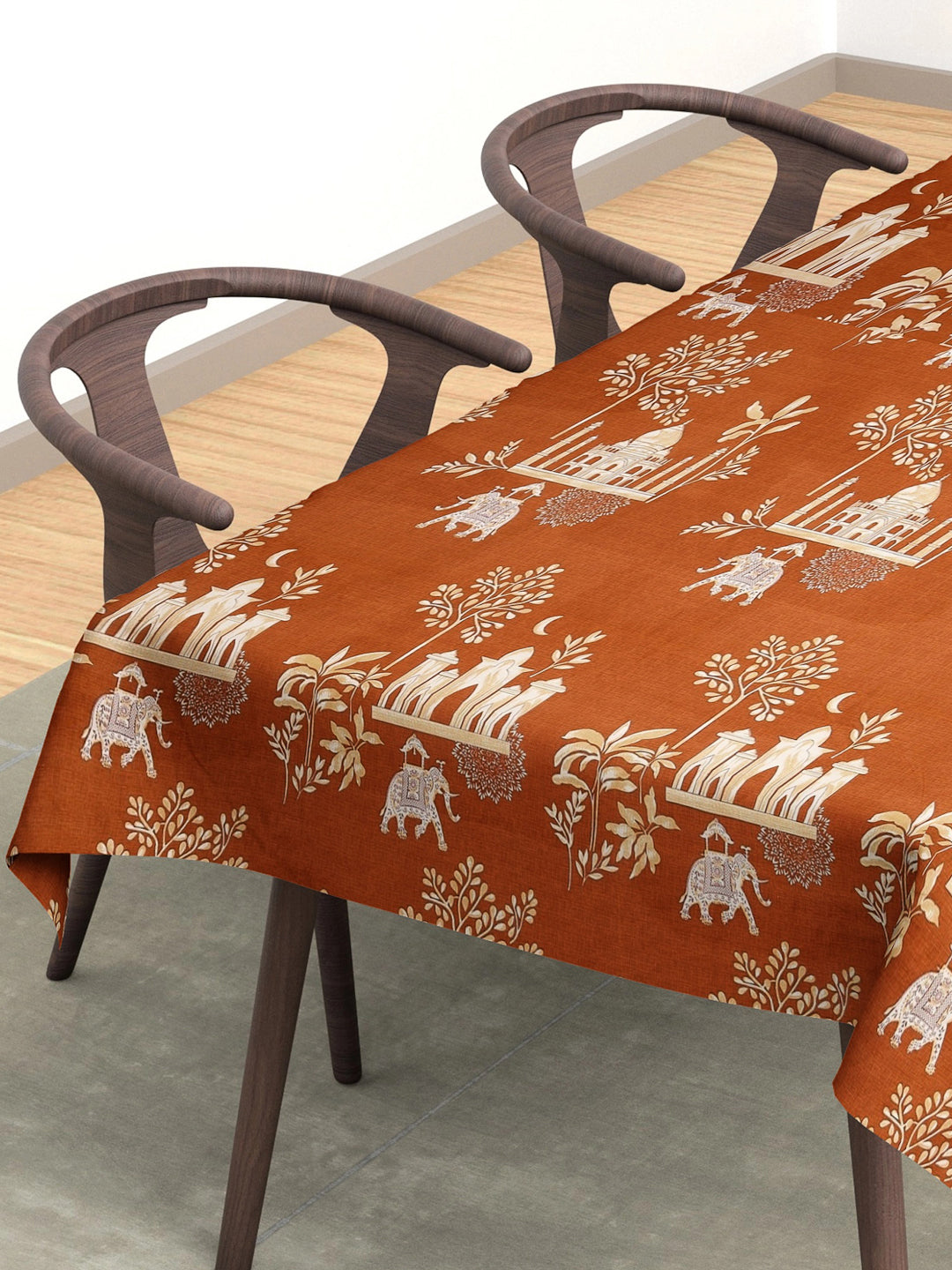 Arrabi Brown Indian Cotton Blend 6 SEATER Table Cover (180 x 130 cm)