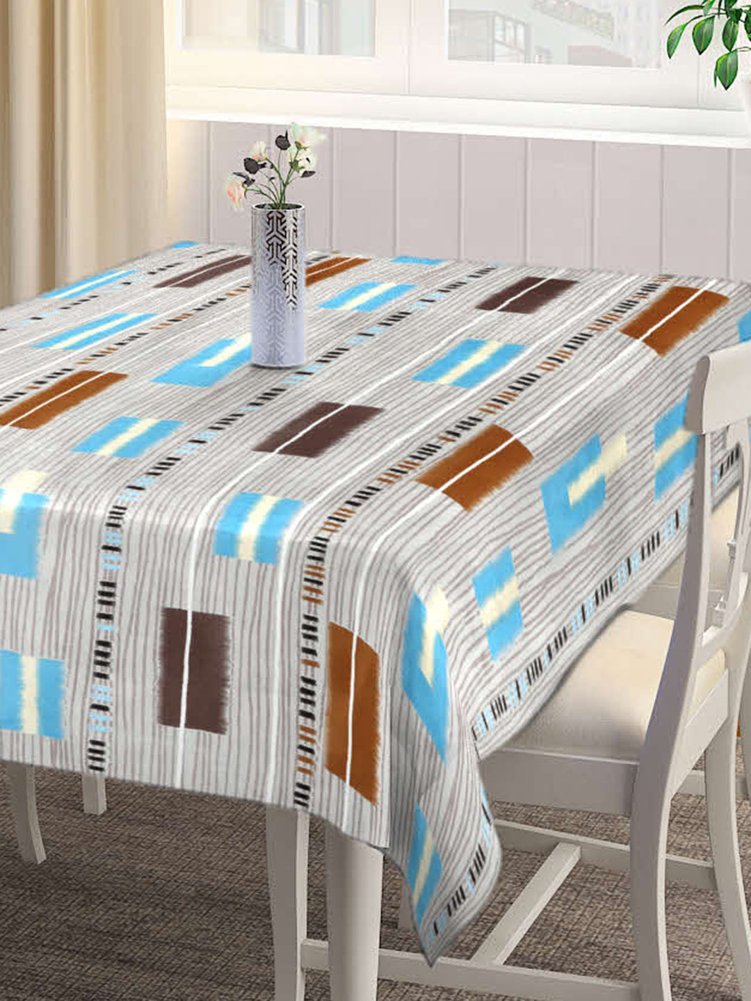 Arrabi Multi Goemetric Cotton Blend 8 SEATER Table Cover (215 x 150 cm)