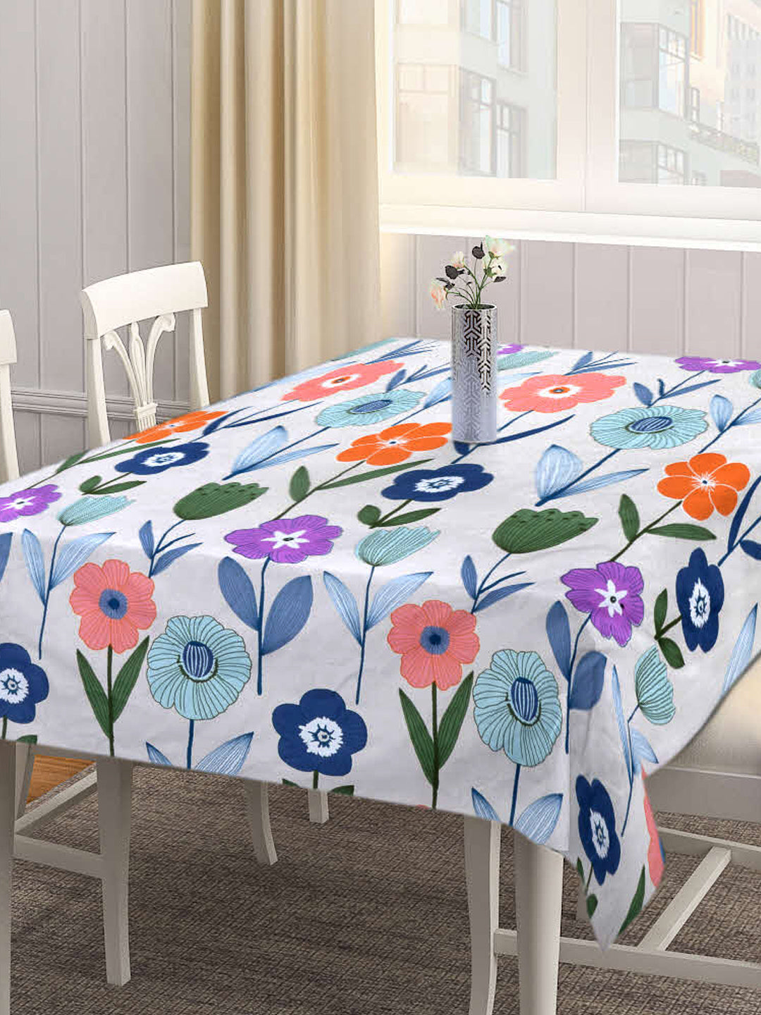 Arrabi Multi Floral Cotton Blend 8 SEATER Table Cover (215 X 150 cm)