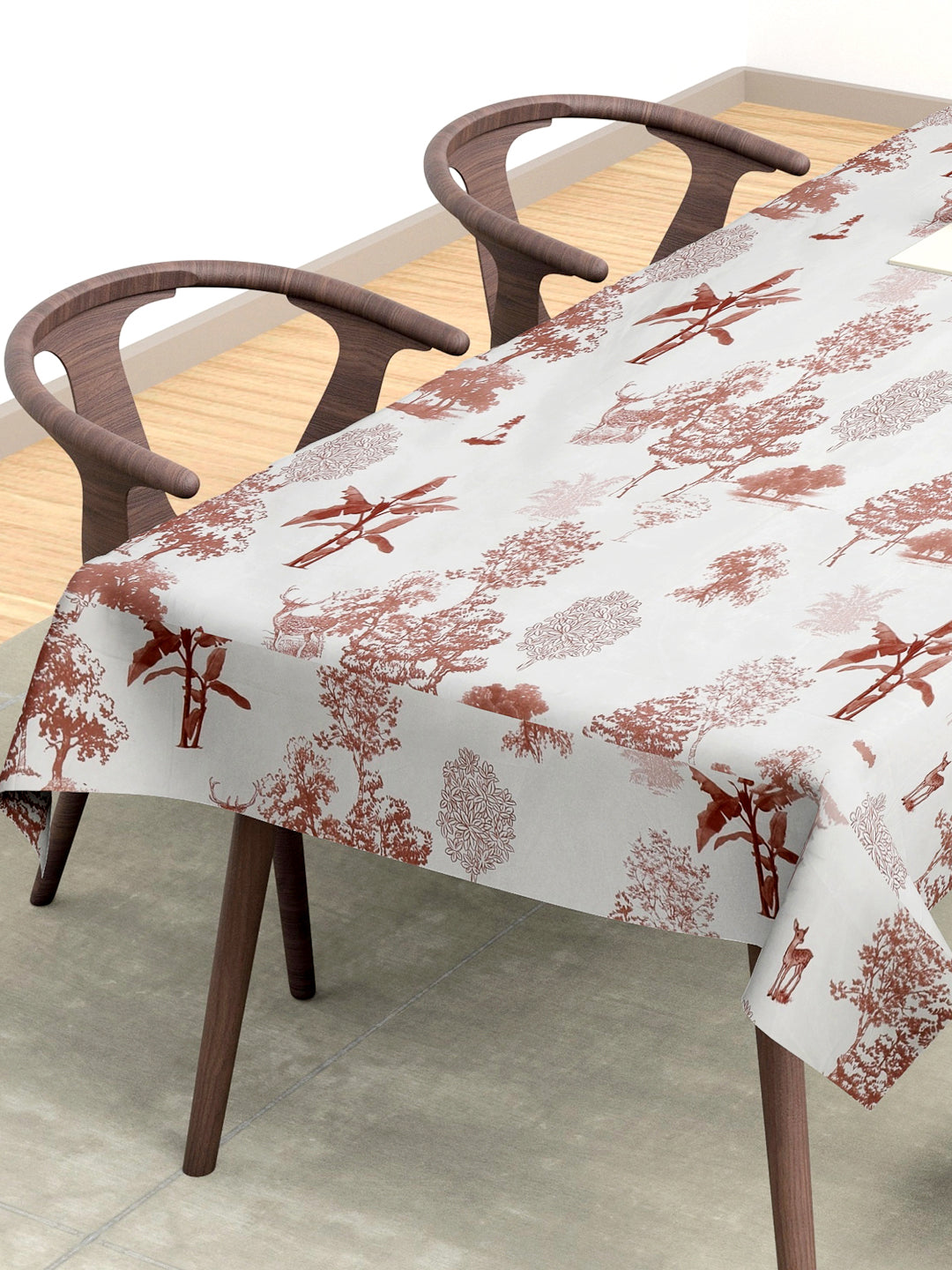 Arrabi Cream Leaf Cotton Blend 8 SEATER Table Cover (215 x 150 cm)