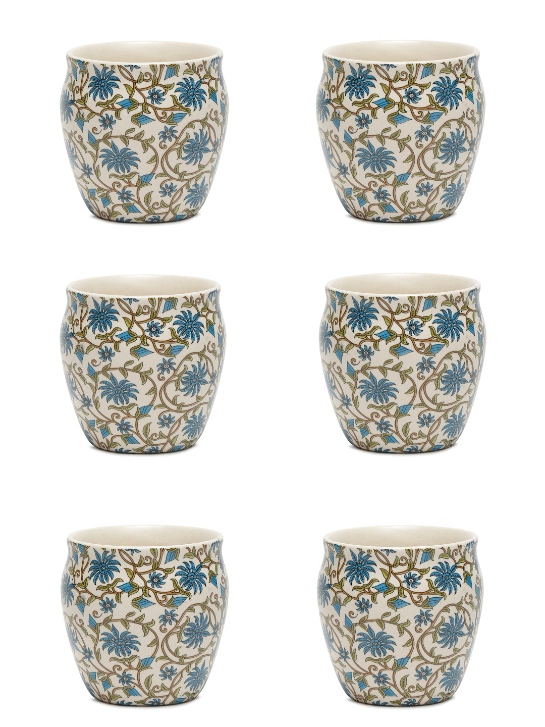Arrabi Multi Stoneware Floral Kullar set (Set of 6)